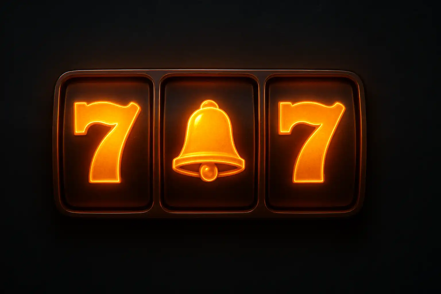 Rows of slot machine icons glowing amber on a dark casino lobby screen